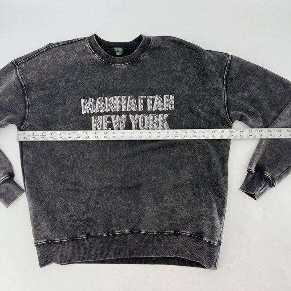 Wild Fable Manhattan Oversized Sweatshirt Black Stone Wash Bling Size XXS - Picture 6 of 6